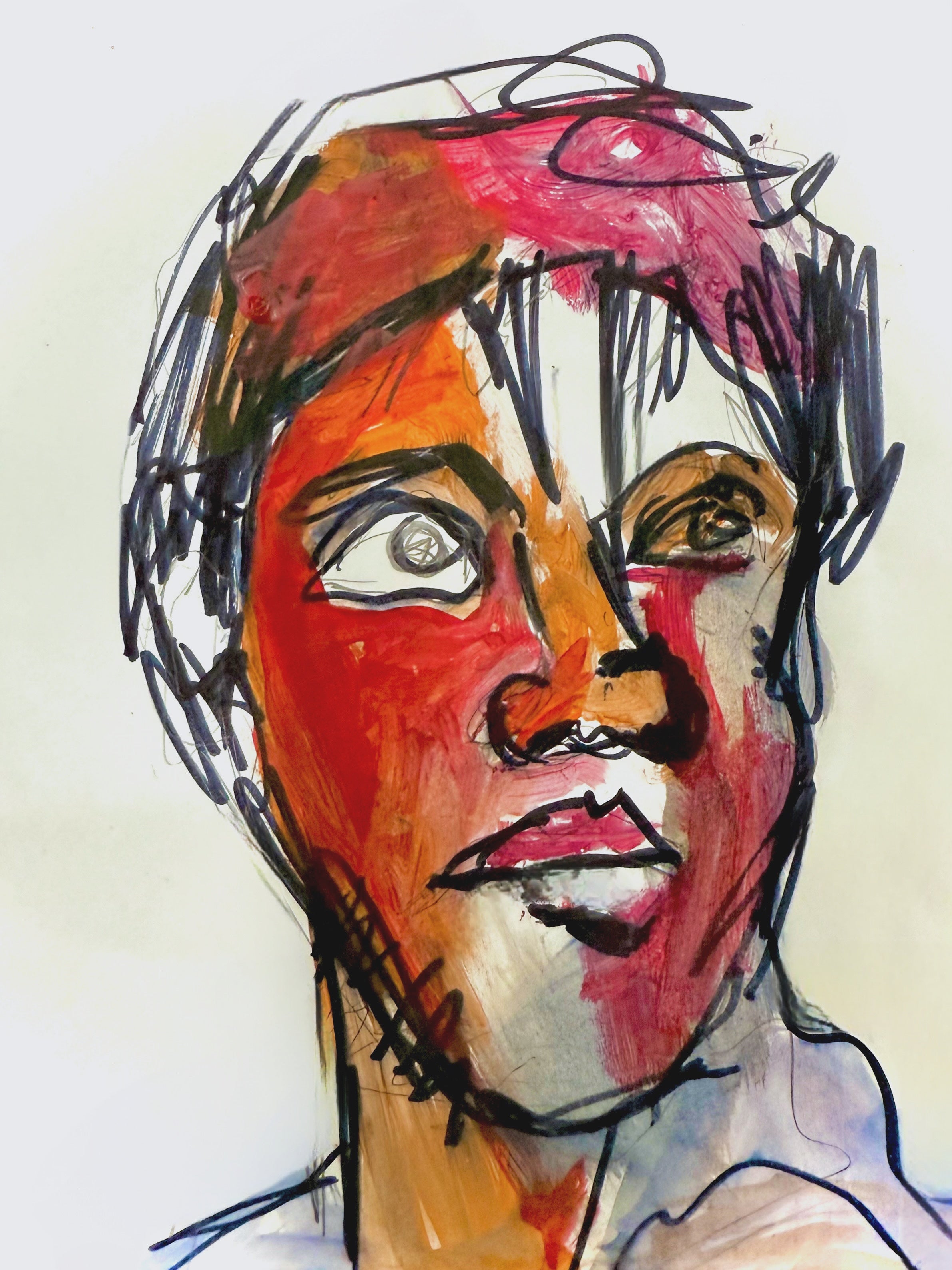 “Fragmented Fire” — Original Acrylic Portrait