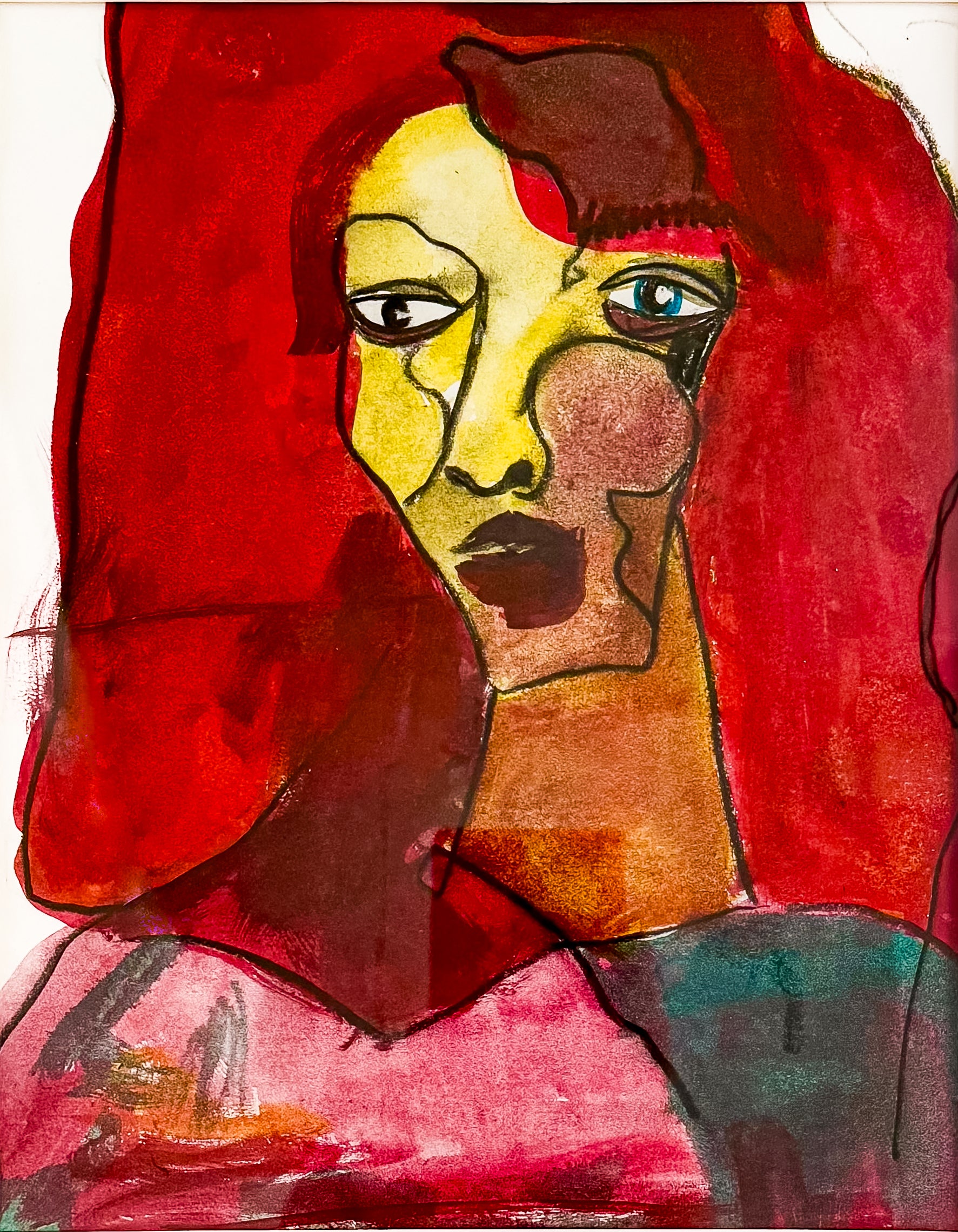 “Red Woman”—Original Acrylic Portrait