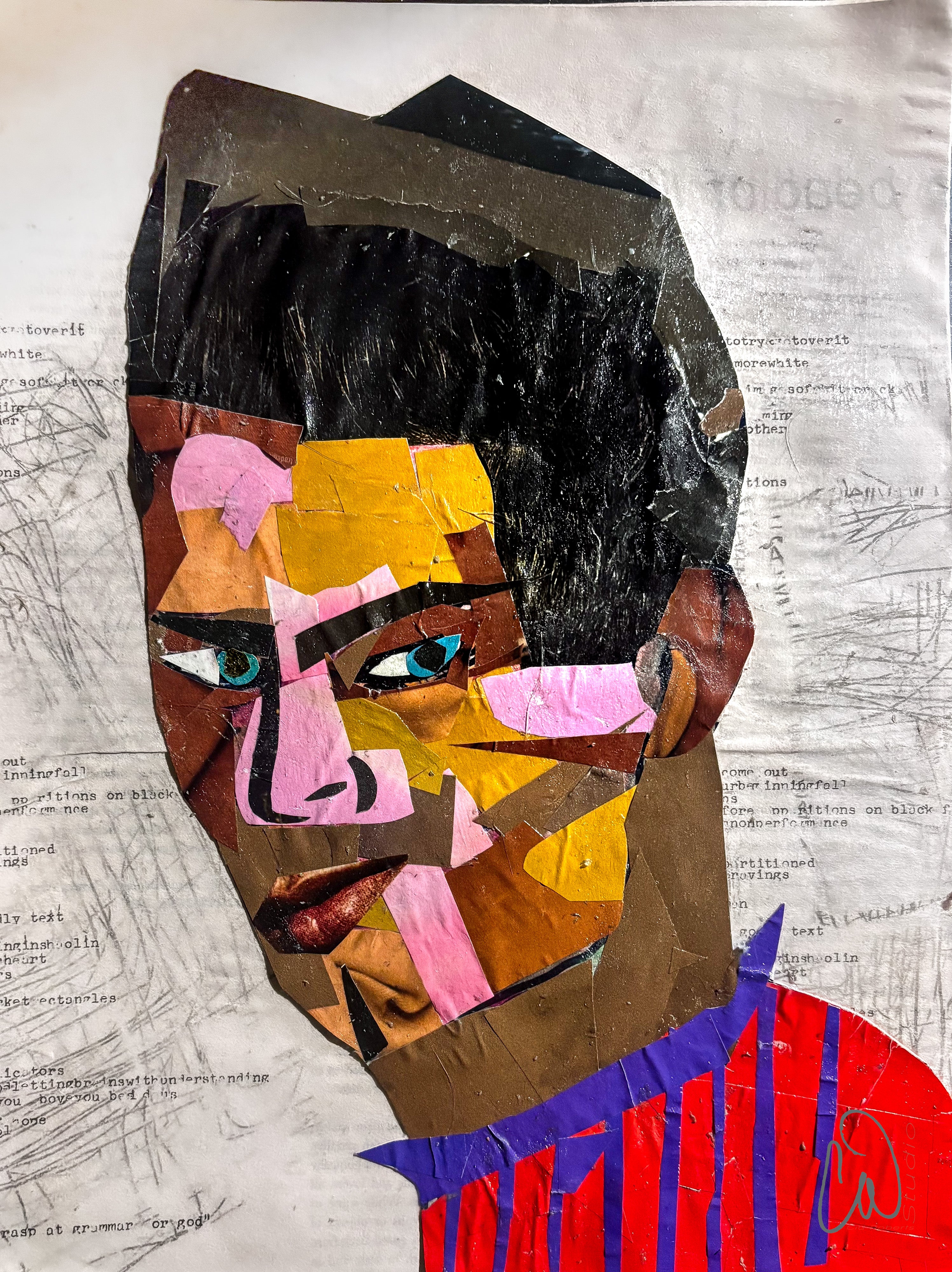 “Unmasked” - Original collage Portrait